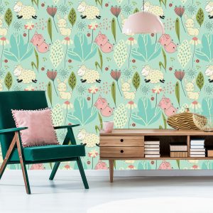 Papier Peint Pour Les Enfants - Moutons, Lapins Et Cochons Amusants – Image 6