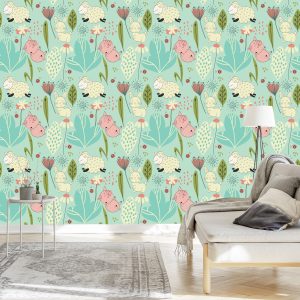 Papier Peint Pour Les Enfants - Moutons, Lapins Et Cochons Amusants – Image 3