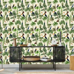 Papier Peint Oiseaux Exotiques Et Plantes De Style Vintage – Image 5