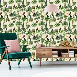 Papier Peint Oiseaux Exotiques Et Plantes De Style Vintage – Image 6
