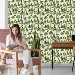 Papier Peint Oiseaux Exotiques Et Plantes De Style Vintage – Image 7