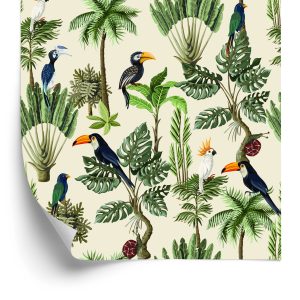 Papier Peint Oiseaux Exotiques Et Plantes De Style Vintage – Image 2