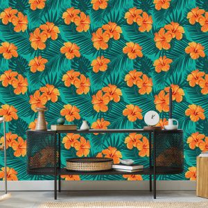 Papier Peint Feuilles Et Fleurs Exotiques – Image 5