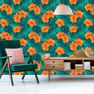 Papier Peint Feuilles Et Fleurs Exotiques – Image 6