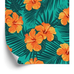 Papier Peint Feuilles Et Fleurs Exotiques – Image 2