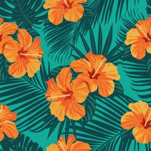 Papier Peint Feuilles Et Fleurs Exotiques – Image 1
