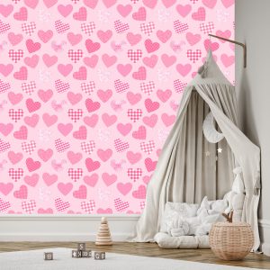 Papier Peint Pour Les Enfants - Coeurs Roses – Image 3