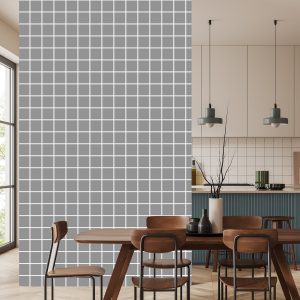 Papier Peint Gris Minimaliste Moderne - Carreaux Blancs – Image 4