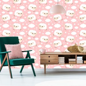 Papier Peint Pour Les Enfants - Mignons Moutons Et Nuages – Image 6