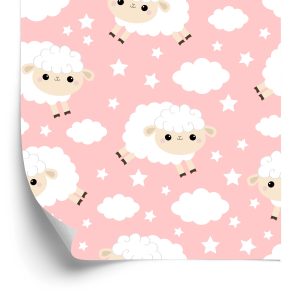 Papier Peint Pour Les Enfants - Mignons Moutons Et Nuages – Image 2