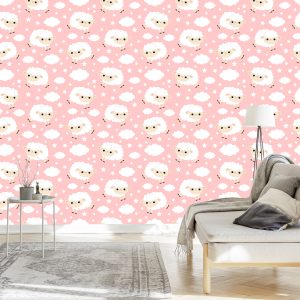 Papier Peint Pour Les Enfants - Mignons Moutons Et Nuages – Image 3