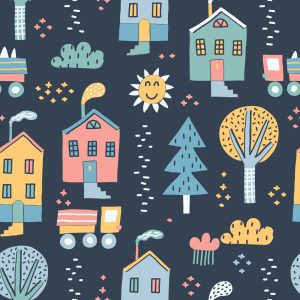 Papier Peint Pour Les Enfants - Une Ville De Style Scandinave – Image 1