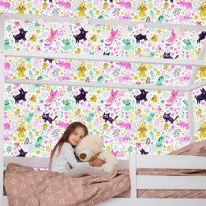 Papier Peint Pour Les Enfants - Chats, Chiens Et Oiseaux Colorés – Image 7