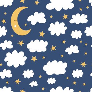 Papier Peint Pour Les Enfants - Étoiles, Nuages ​​Et Lunes Endormies – Image 1