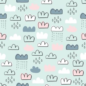 Papier Peint Pour Les Enfants - Nuages ​​Pluvieux Colorés – Image 1