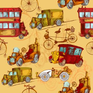 Papier Peint Pour Les Enfants - Voitures Anciennes Et Vélos Anciens – Image 1