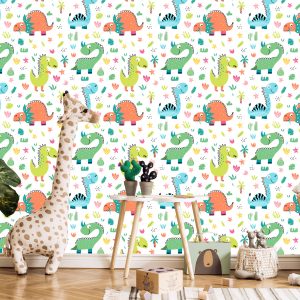 Papier Peint Pour Les Enfants - Dinosaures Drôles De Bande Dessinée – Image 5