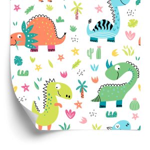 Papier Peint Pour Les Enfants - Dinosaures Drôles De Bande Dessinée – Image 2