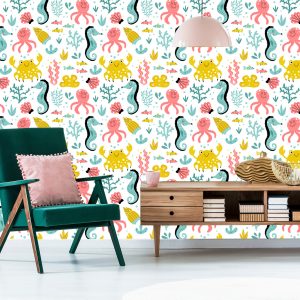 Papier Peint Pour Les Enfants - Animaux Marins Dans Le Style Scandinave – Image 6