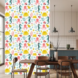 Papier Peint Pour Les Enfants - Animaux Marins Dans Le Style Scandinave – Image 4