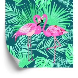 Papier Peint Feuilles Décoratives De Flamants Roses – Image 2