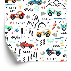 Papier Peint Pour Les Enfants - Course Automobile En Montagne – Image 2