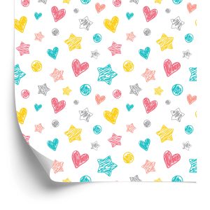 Papier Peint Pour Les Enfants - Étoiles, Cœurs Et Pois Élégants – Image 2