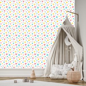 Papier Peint Pour Les Enfants - Étoiles, Cœurs Et Pois Élégants – Image 3