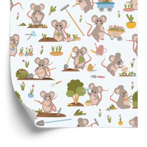 Papier Peint Pour Les Enfants - Souris Travailleuses Dans Le Jardin – Image 2