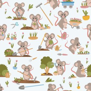 Papier Peint Pour Les Enfants - Souris Travailleuses Dans Le Jardin – Image 1