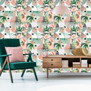 Papier Peint Patchwork Floral Moderniste – Image 6
