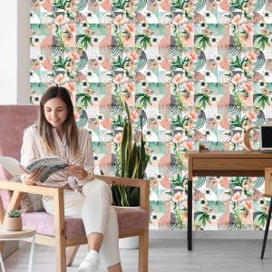 Papier Peint Patchwork Floral Moderniste – Image 7