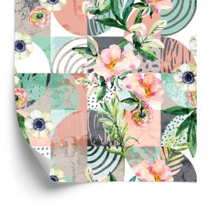 Papier Peint Patchwork Floral Moderniste – Image 2