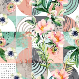 Papier Peint Patchwork Floral Moderniste – Image 1