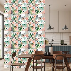 Papier Peint Patchwork Floral Moderniste – Image 4