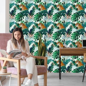 Papier Peint Tigres Et Feuilles Tropicales – Image 7
