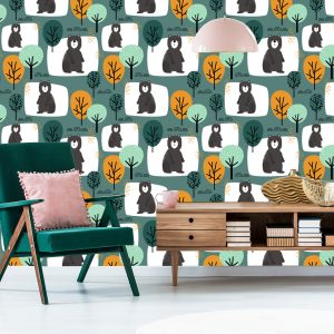 Papier Peint Pour Les Enfants - Adorables Nounours Dans La Forêt – Image 6