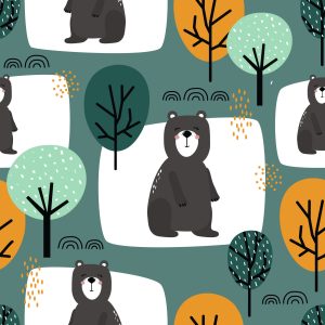 Papier Peint Pour Les Enfants - Adorables Nounours Dans La Forêt – Image 1