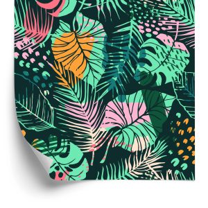 Papier Peint Feuilles Tropicales Colorées À La Mode – Image 2