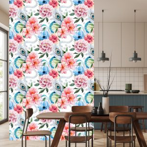 Papier Peint Plumes De Paon Fleurs Et Perles – Image 4
