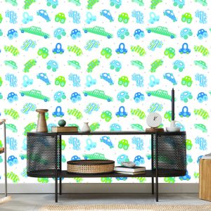 Papier Peint Pour Les Enfants - Voitures Bleues - Vertes – Image 5