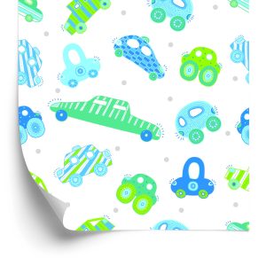 Papier Peint Pour Les Enfants - Voitures Bleues - Vertes – Image 2