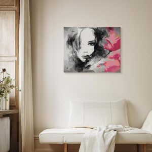Peinture par numéros - Black & White Portrait With A Pink Flower