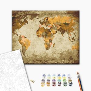 Peinture par numéros - Brown World Map