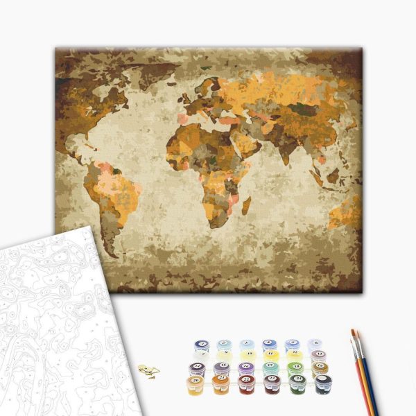 Peinture par numéros - Brown World Map