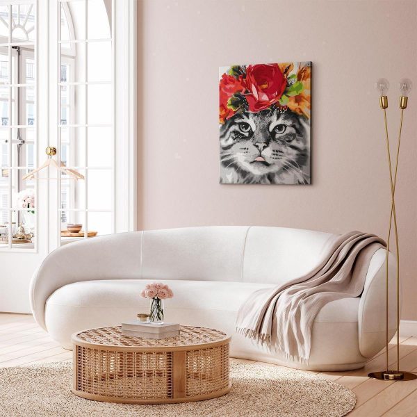 Peinture par numéros - Cat With Flowers