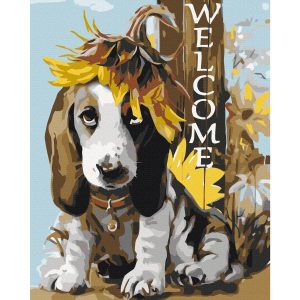 Peinture par numéros - Dog and Sunflowers