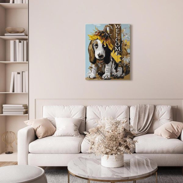 Peinture par numéros - Dog and Sunflowers