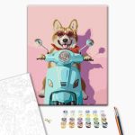 Peinture par numéros - Dog on a scooter
