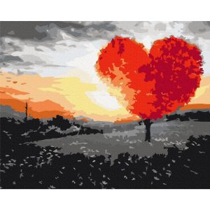 Peinture par numéros - Heart-Shaped Tree (Sunrise)